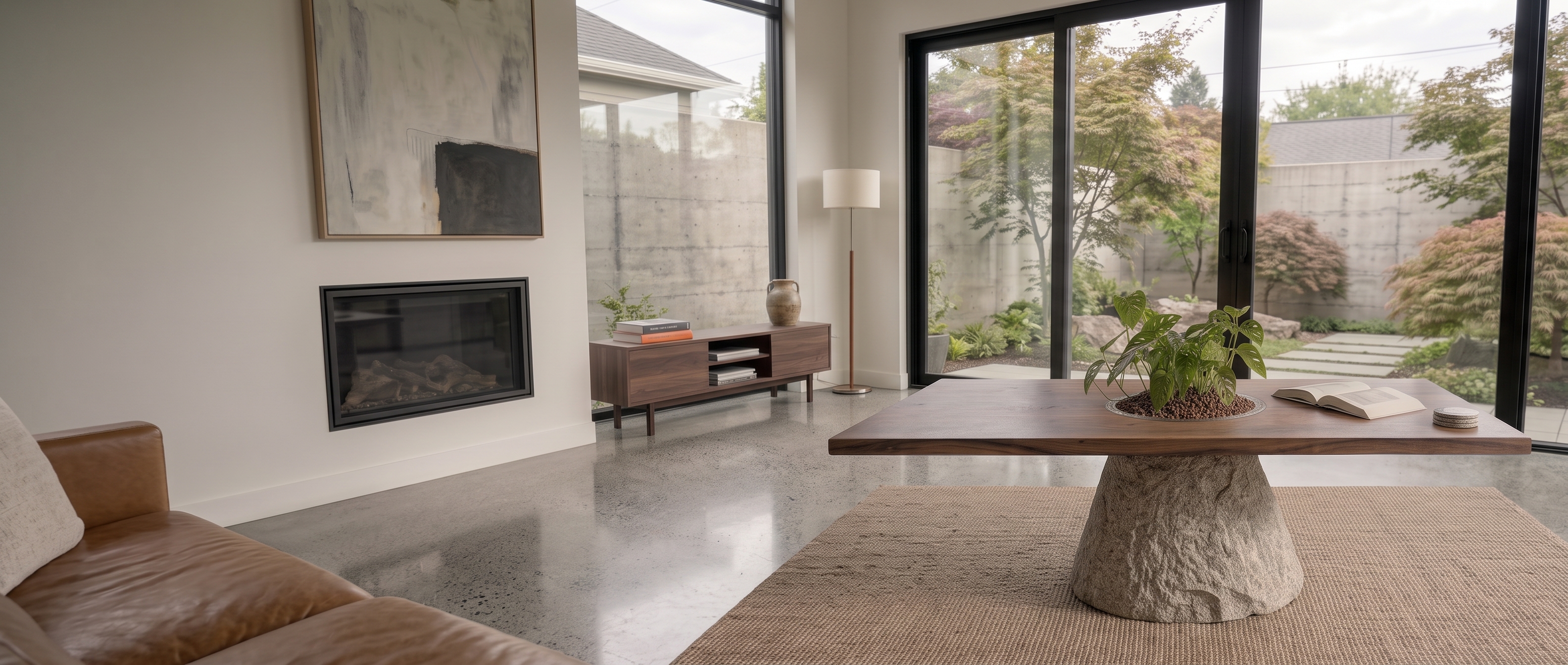 Atrium Table in a quiet contemporary living space