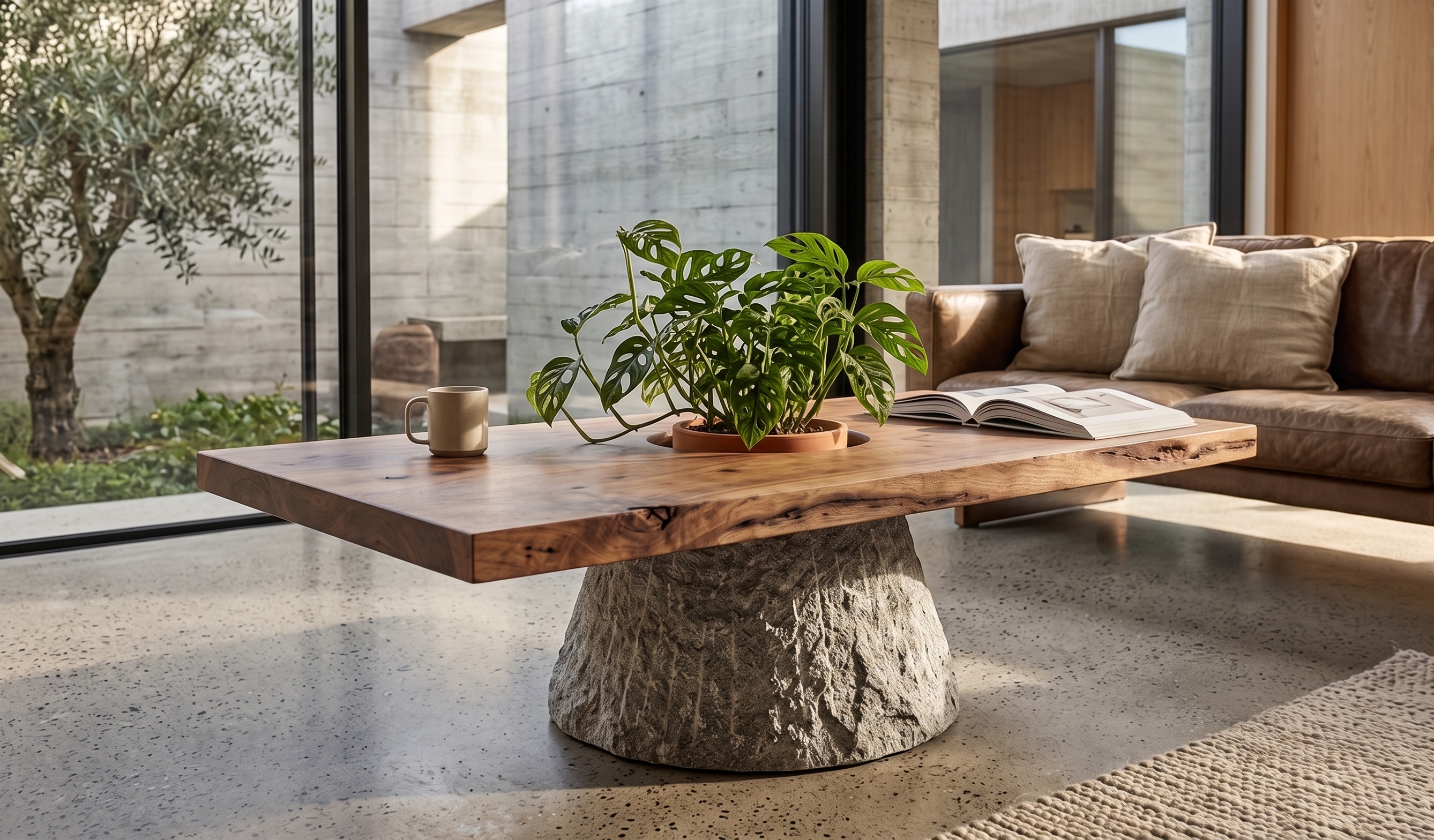 Atrium Table in a quiet contemporary living room